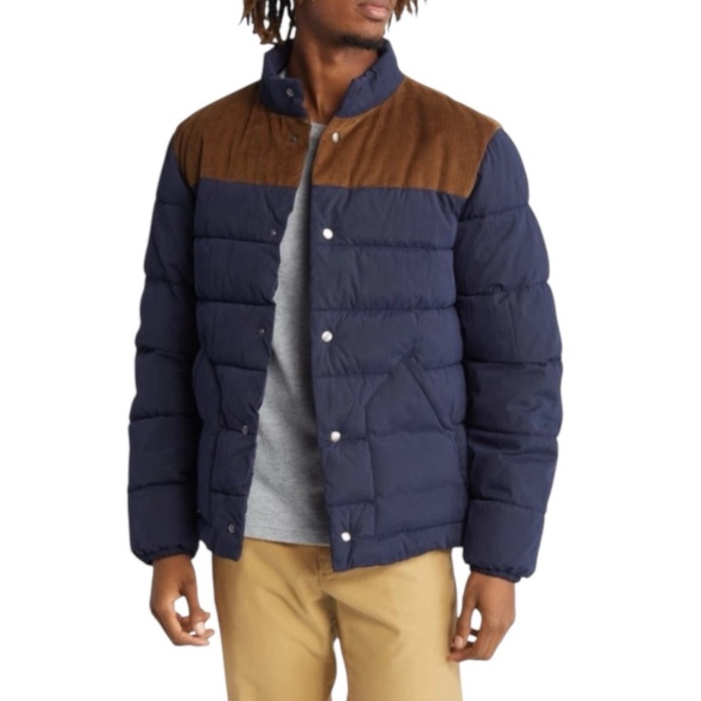 Treasure & Bond Navy and Brown corduroy Puffer Jacket Size M